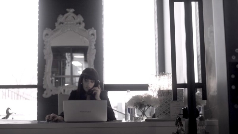 Tara on the phone in her office